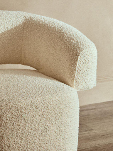 Oliveto Ivory Boucle Curved Swivel Armchair
