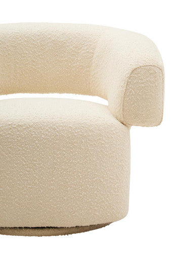 Oliveto Ivory Boucle Curved Swivel Armchair
