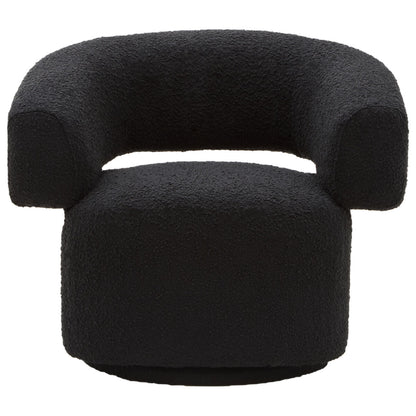 Oliveto Black Boucle Curved Swivel Armchair