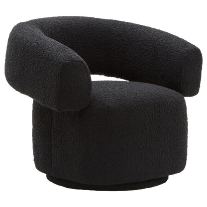 Oliveto Black Boucle Curved Swivel Armchair