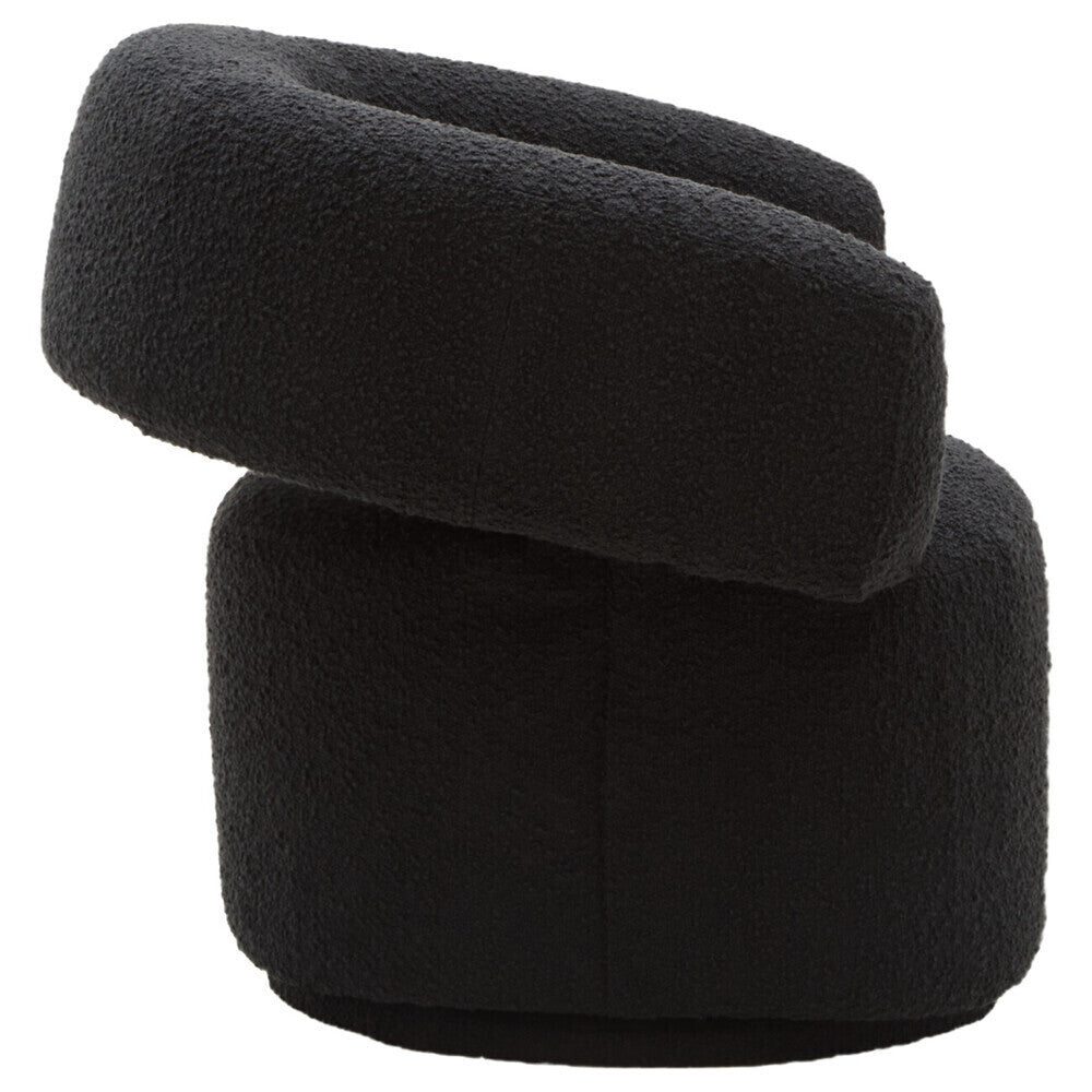 Oliveto Black Boucle Curved Swivel Armchair