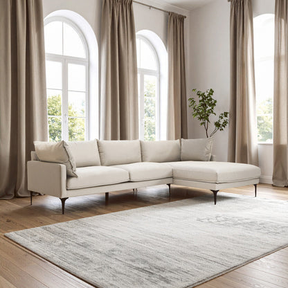 Troyes Cream Three Seat Right Chaise Sofa