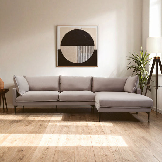 3 Seater Grey Right Chaise Sofa | Comfee