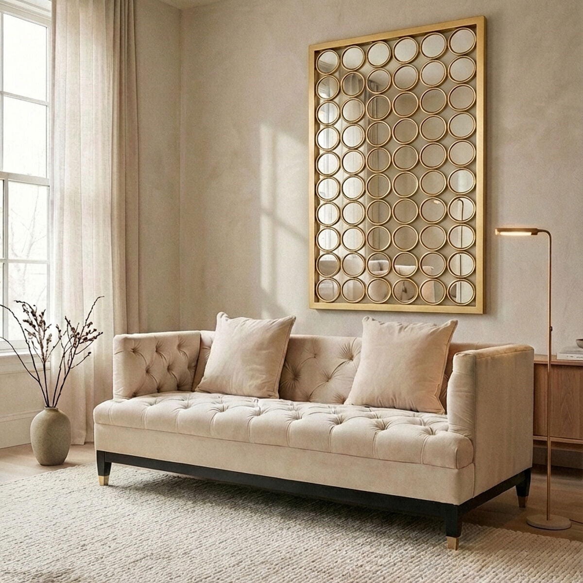 2 Seater Ivory Fabric Sofa | Sefira