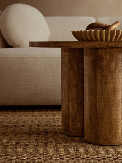 Walsa Natural Mango Wood Column Detail Coffee Table