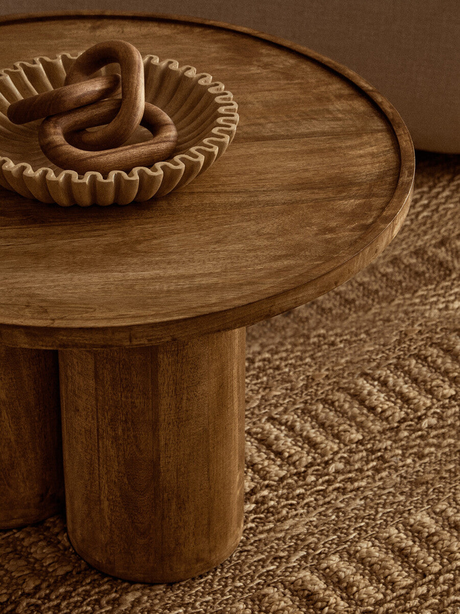 Walsa Natural Mango Wood Column Detail Coffee Table