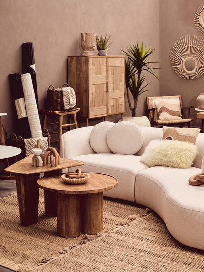 Walsa Natural Mango Wood Column Detail Coffee Table