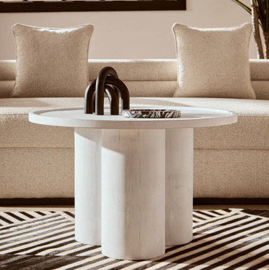 Walsa Whitewash Mango Wood Column Detail Coffee Table