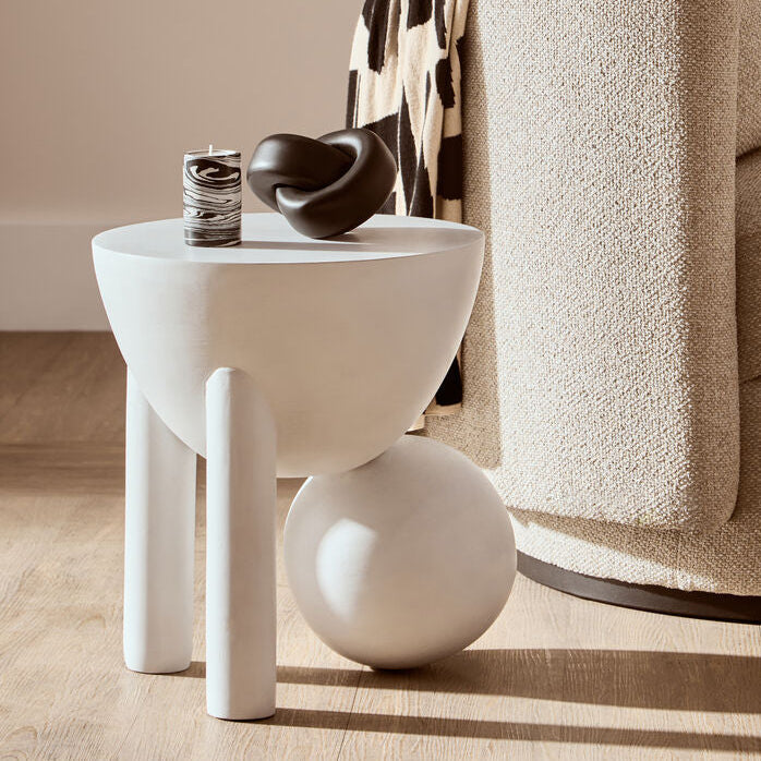 Walsa Whitewash Mango Wood Ball Detail Side Table