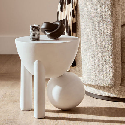 Walsa Whitewash Mango Wood Ball Detail Side Table