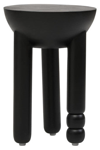 Walsa Black Finish Mango Wood Column Detail Round Side Table