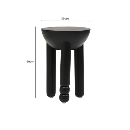 Walsa Black Finish Mango Wood Column Detail Round Side Table