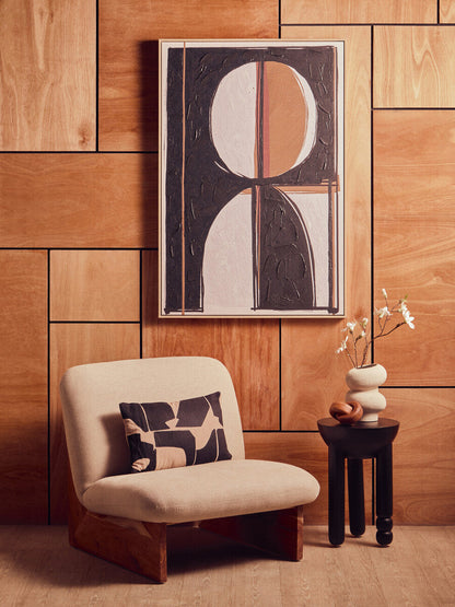 Walsa Black Finish Mango Wood Column Detail Round Side Table