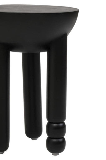 Walsa Black Finish Mango Wood Column Detail Round Side Table