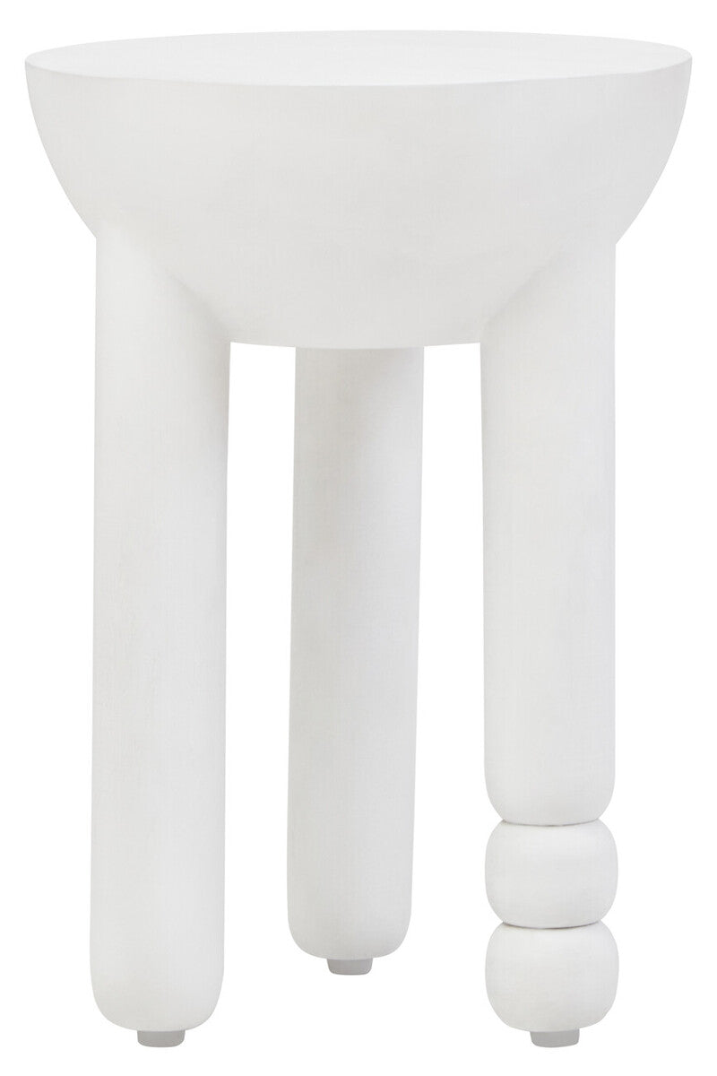 Walsa Whitewash Mango Wood Column Detail Round Side Table