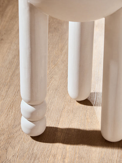Walsa Whitewash Mango Wood Column Detail Round Side Table