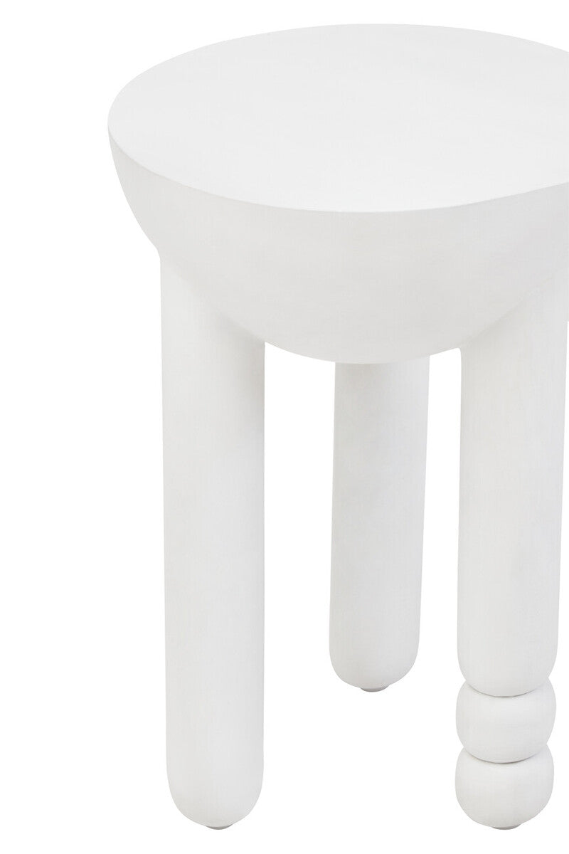 Walsa Whitewash Mango Wood Column Detail Round Side Table