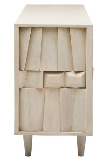 Sita Four Door Whitewash Mango Wood Abstract Sideboard
