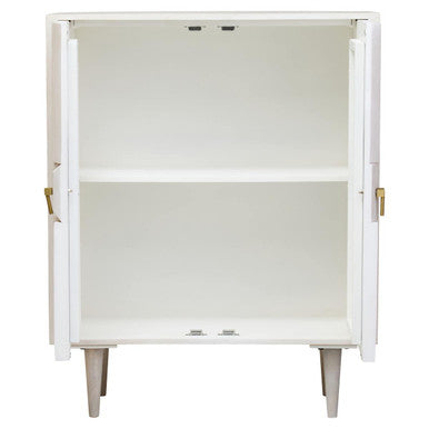 Sita Two Door Whitewash Mango Wood Abstract Cabinet