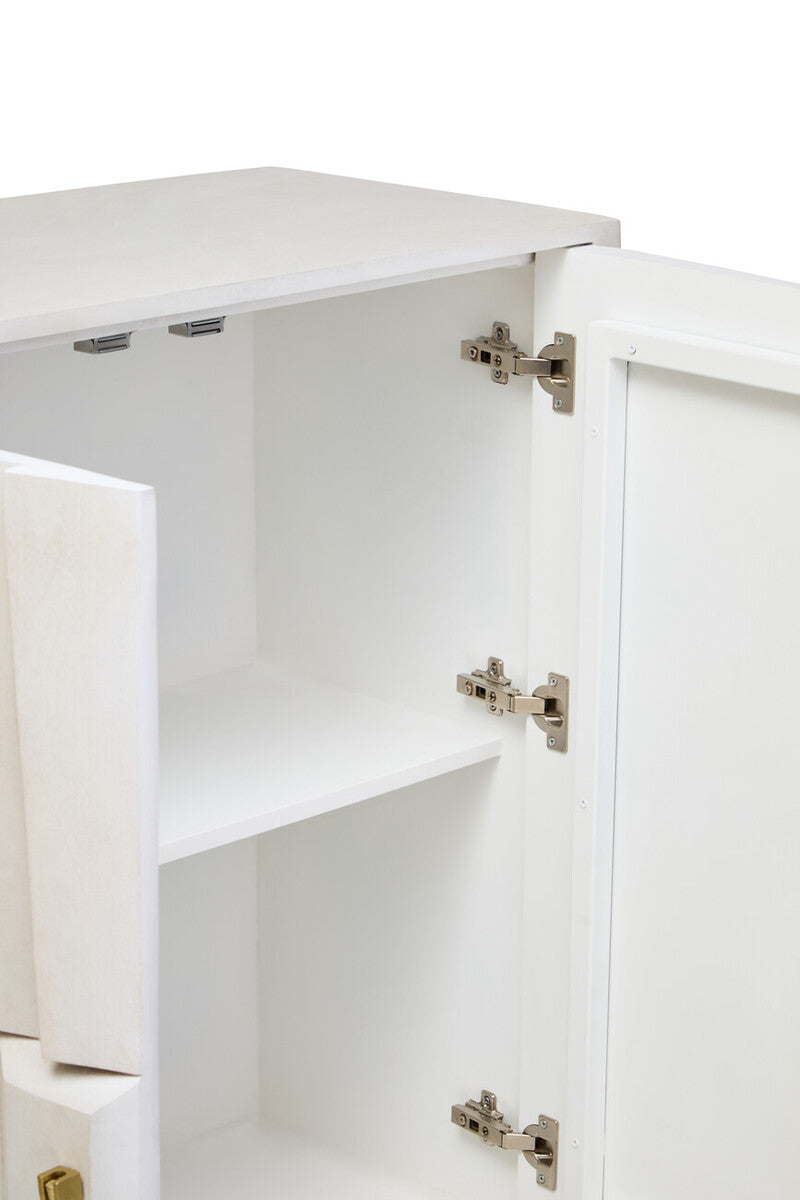 Sita Two Door Whitewash Mango Wood Abstract Cabinet