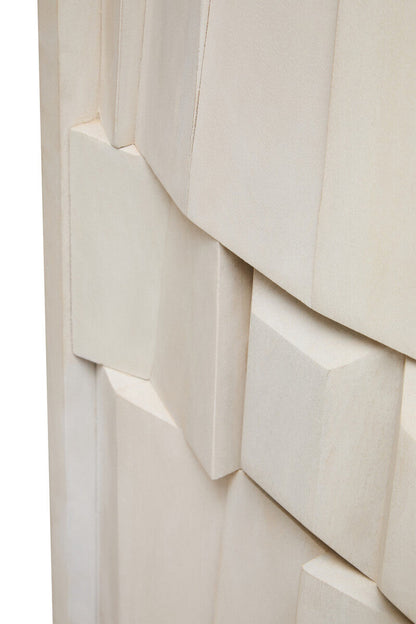 Sita Two Door Whitewash Mango Wood Abstract Cabinet