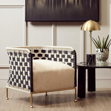 Satna Black And White Jute Chair