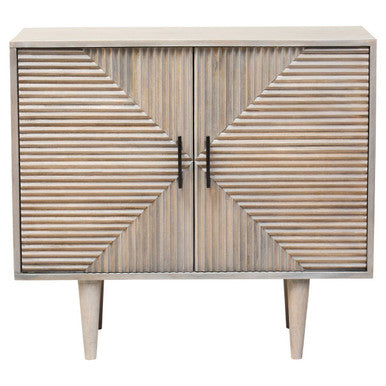 Satna Two Door Greywash Carved Mango Wood Sideboard