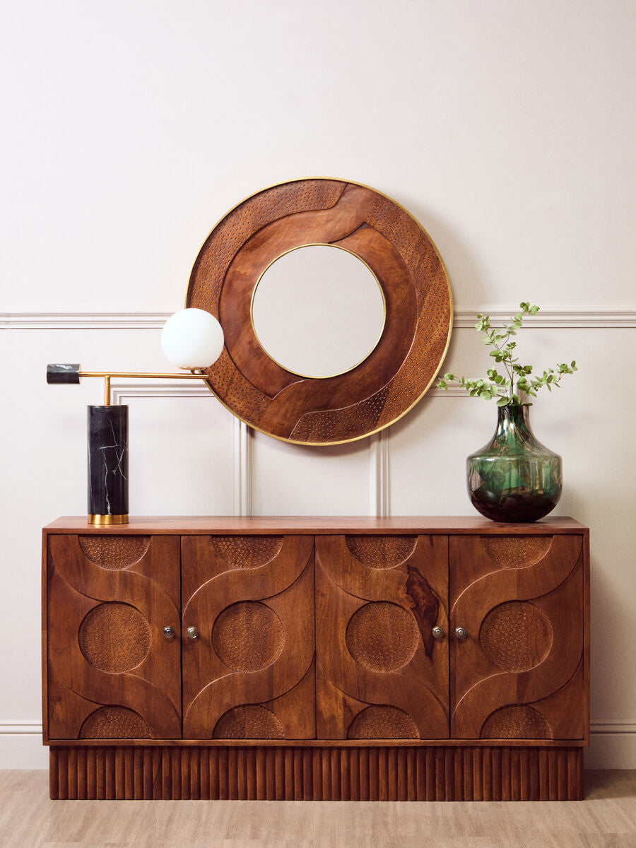 Siva Four Door Mango Wood Hammered Sideboard