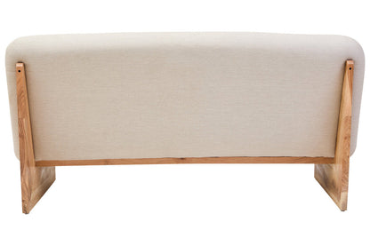 Parova Cream Linen Textured 2 Seater Armless Sofa With Wood Base