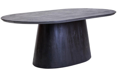 Perdoba Mango Wood Oval Dining Table in Black Finish