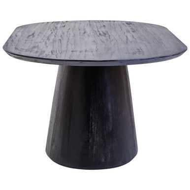 Perdoba Mango Wood Oval Dining Table in Black Finish