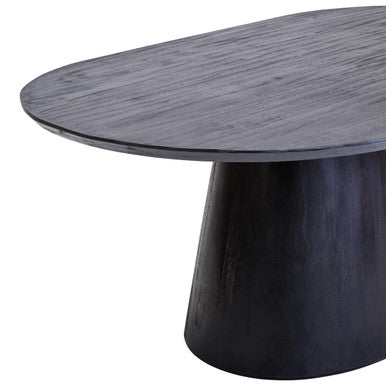 Perdoba Mango Wood Oval Dining Table in Black Finish