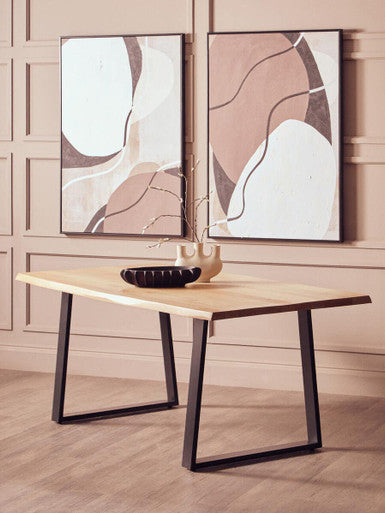 Persolo Mango Wood Live Edge Black Metal legs Dining Table