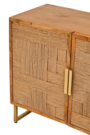 Teora Mango Wood Paper Rope Detail Four Door Sideboard