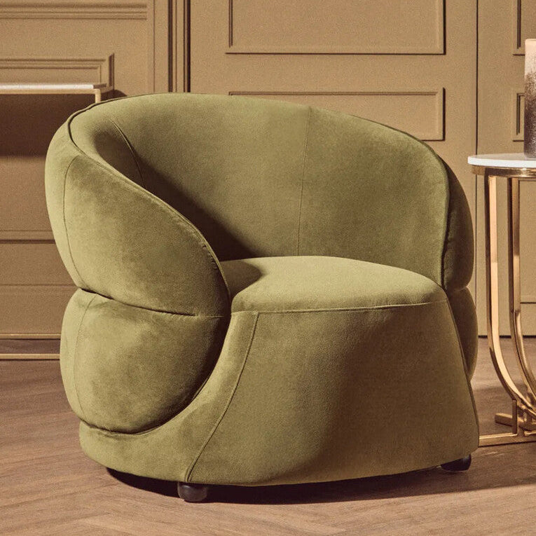 Darla Forest Green Velvet Chair with Curved Back