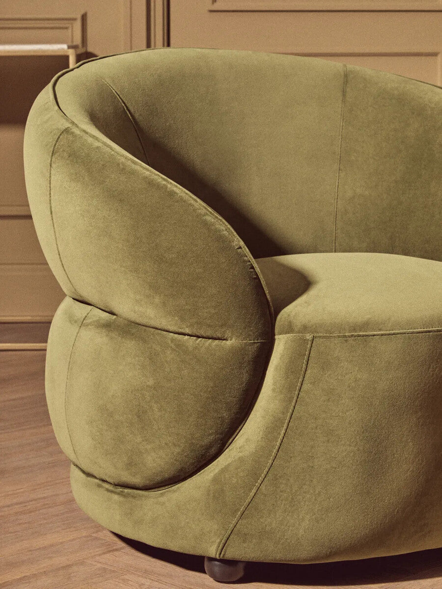 Darla Forest Green Velvet Chair with Curved Back
