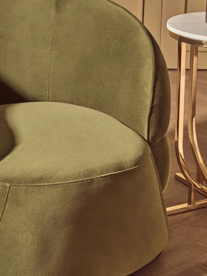 Darla Forest Green Velvet Chair with Curved Back
