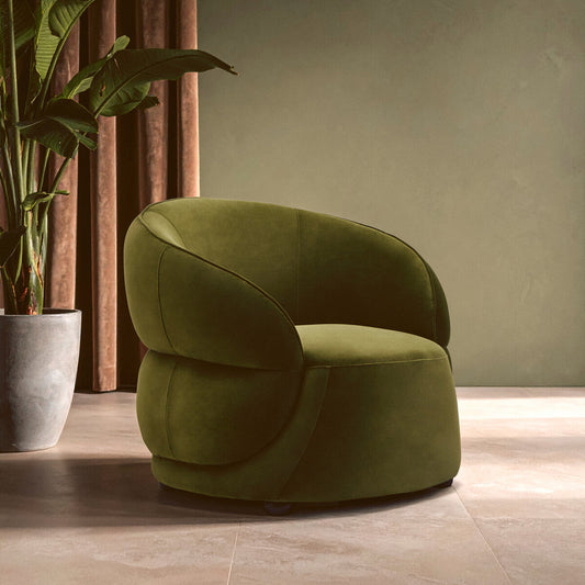 Darla Forest Green Curved Velvet Chair