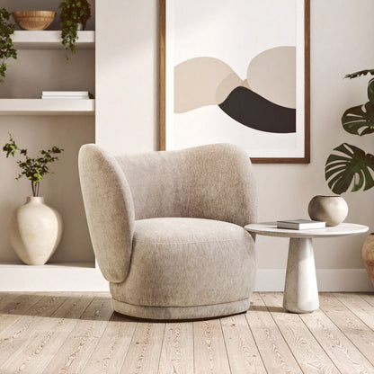 Delray Deep Stone Chenille Curved Chair