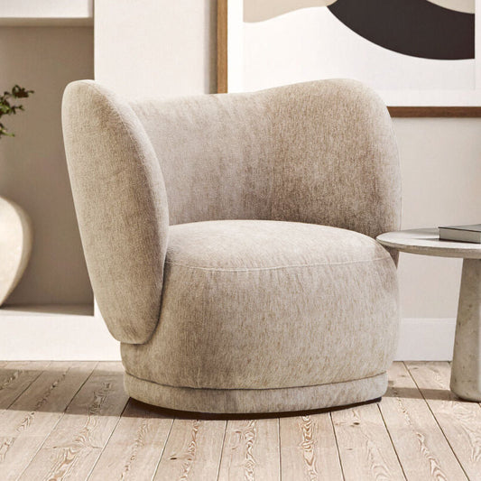 Delray Deep Stone Chenille Curved Chair