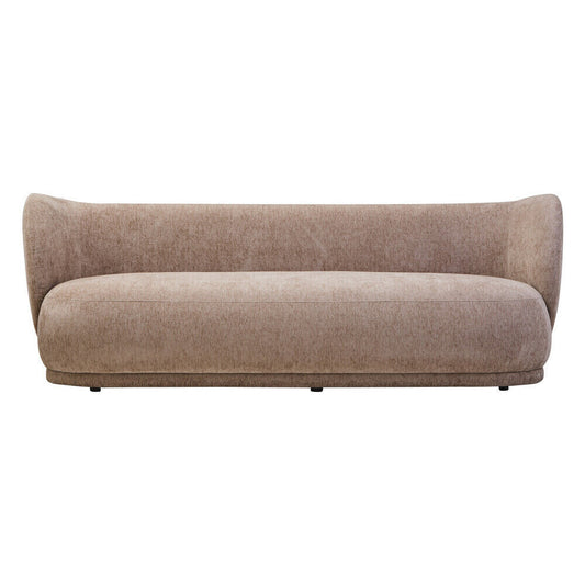 Delray Deep Stone Chenille Effect Curved 3 Seater Sofa