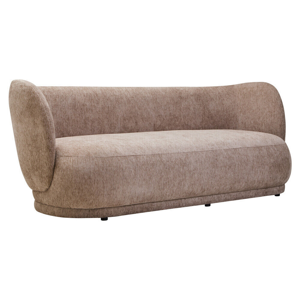 Delray Deep Stone Chenille Effect Curved 3 Seater Sofa