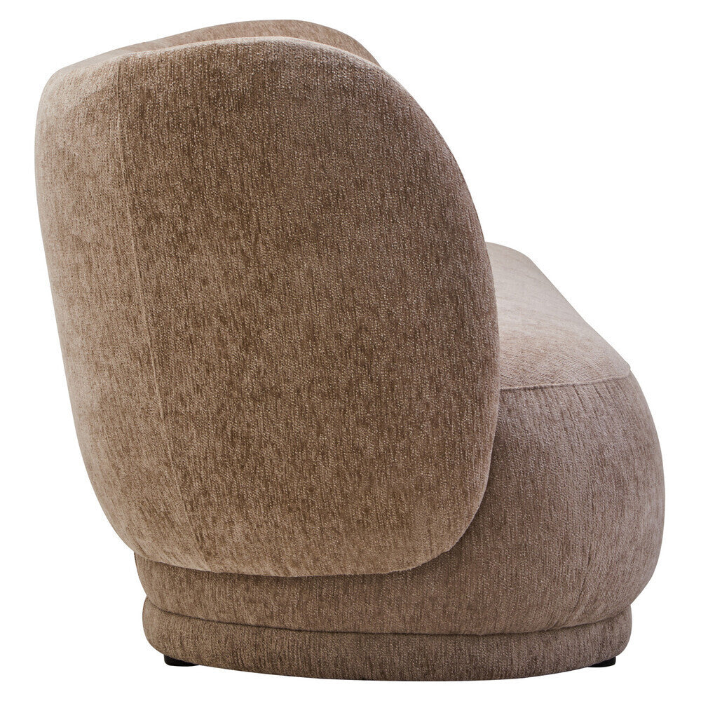 Delray Deep Stone Chenille Effect Curved 3 Seater Sofa