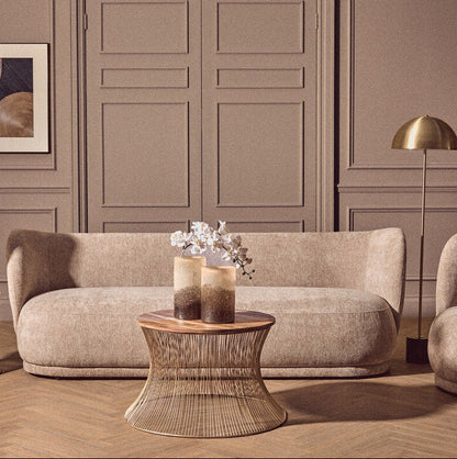 Delray Deep Stone Chenille Effect Curved 3 Seater Sofa