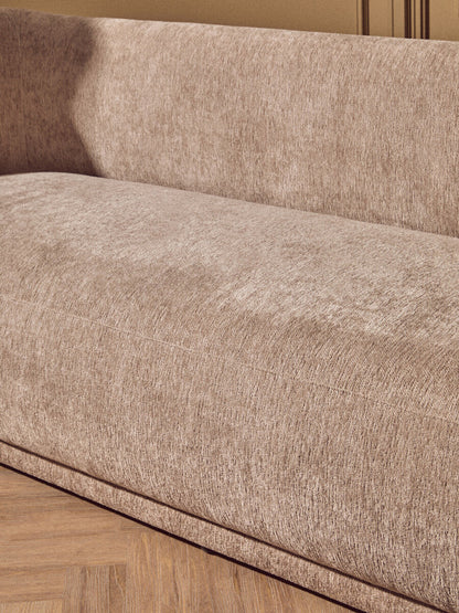 Delray Deep Stone Chenille Effect Curved 3 Seater Sofa