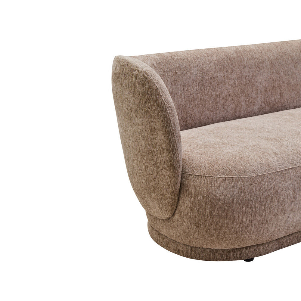 Delray Deep Stone Chenille Effect Curved 3 Seater Sofa