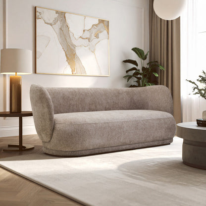 Delray Deep Stone Chenille Effect Curved 3 Seater Sofa