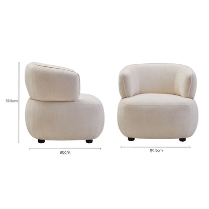 Dasha Ivory Chenille Curved Chair