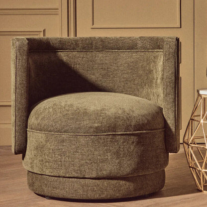 Drake Forest Green Chenille Effect Chair with Curved Back