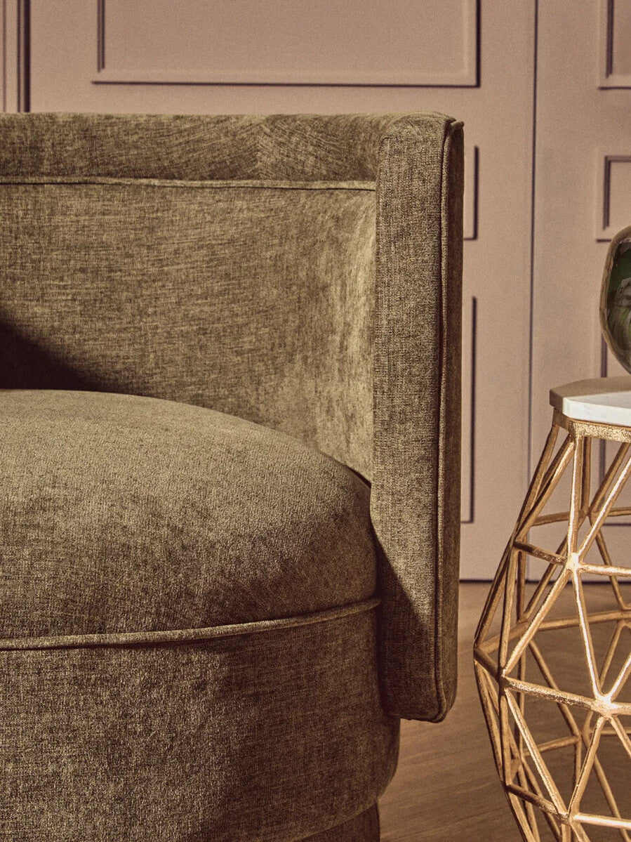 Drake Forest Green Chenille Effect Chair with Curved Back